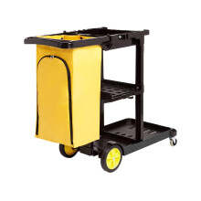 Amazon Basics 611 | BLK Cleaning Cart with Zipper Bags and 2 Shelves,