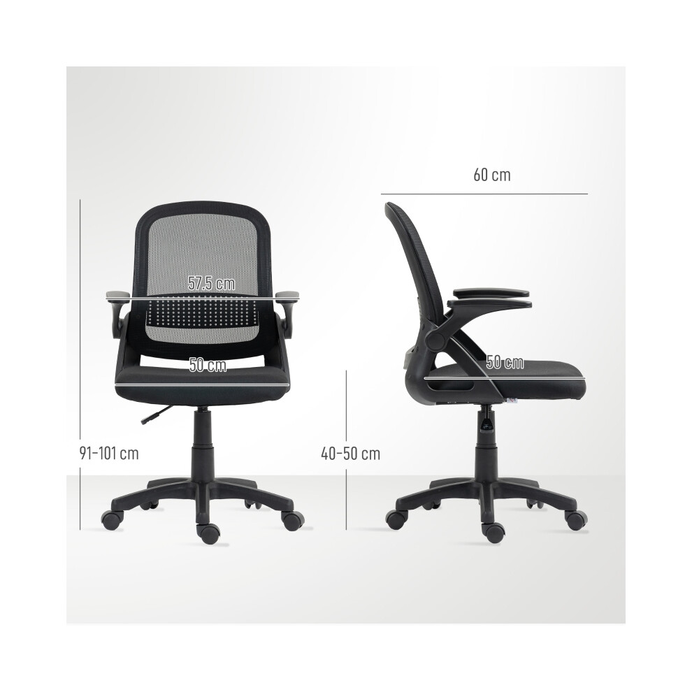 Breathable Mesh Ergonomic Office Chair with Lumbar Support Swivel Computer Chair Flip-up Armrests Black for Home & Office-image-OPC-PMG88TV-NEW