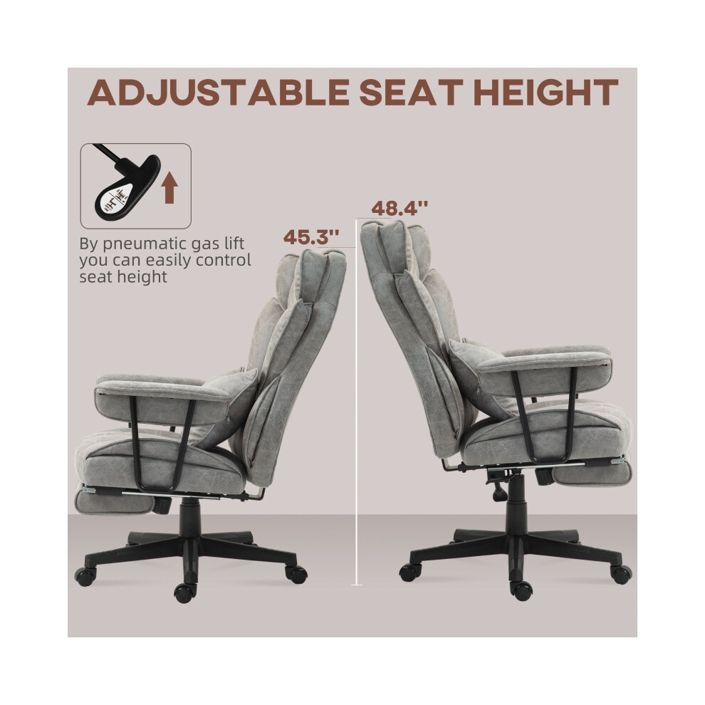 Reclining Grey Executive Office Chair with Foot Rest Lumbar Support & Wide Seat Ergonomic Design for All-Day Comfort-image-OPC-PMG88V7-NEW