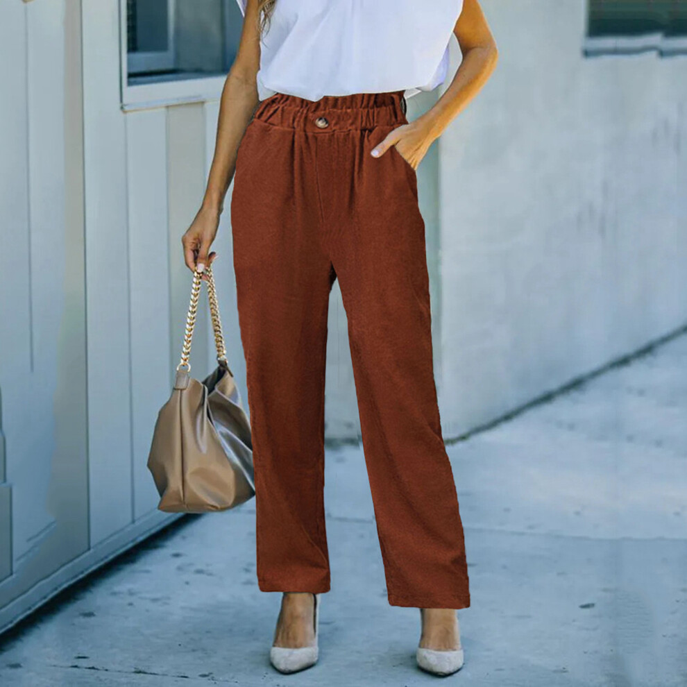 Women High Waist Wide Leg Pants Caramel Size S-image-OPC-PMG8B8Z-NEW