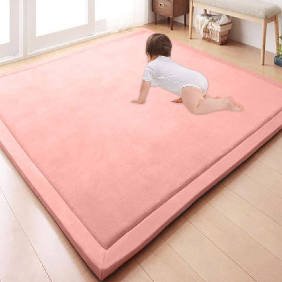 Large Area Rug Soft Velvet, Crawling Mat For Nursery, Thick Plush Lounge Rug, Non-Slip Yoga Mat, 200Cm/300Cm/400Cm Coral