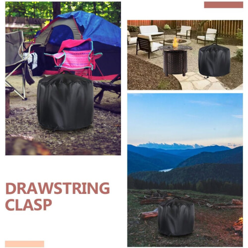 Fire Pit Cover Round Outdoor BBQ Tear-Resistant Fireplace Protector 1
