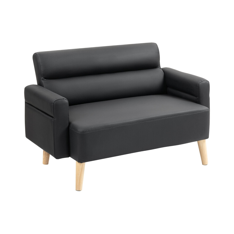 Faux Leather 2 Seater Sofa in Black â Space-Saving Small Lounge Couch Stylish and Easy to Maintain-image-OPC-PMG8DGW-NEW