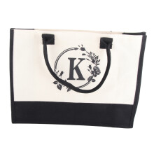Cotton Linen Canvas Beach Tote Bag 42x32x15cm White Lightweight