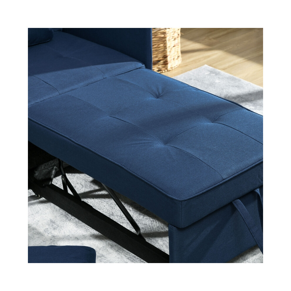 Multi-Functional Sofa Bed Blue - Convertible Single Sleeper Chair with Padded Seat and Storage Magazine Pocket for Living Room-image-OPC-PMG8GSZ-NEW