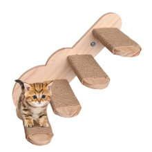 Wall Steps for Indoor Cats Climbing Wall Floating Wood Stairway Safe Mounted Kitten Perches Bedroom Balcony Four Ladders