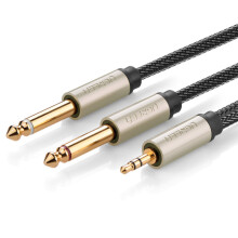 Ugreen Miniklinke 3,5 mm auf 2x Klinke 6,35 mm, Splitter-Adapterkabel, 1 m - Grau