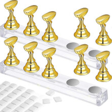2 Set Acrylic Nail Art Practice Stands Magnetic Nail Tips Holders Training Fingernail Display Stands Diy Nail Crystal Holders