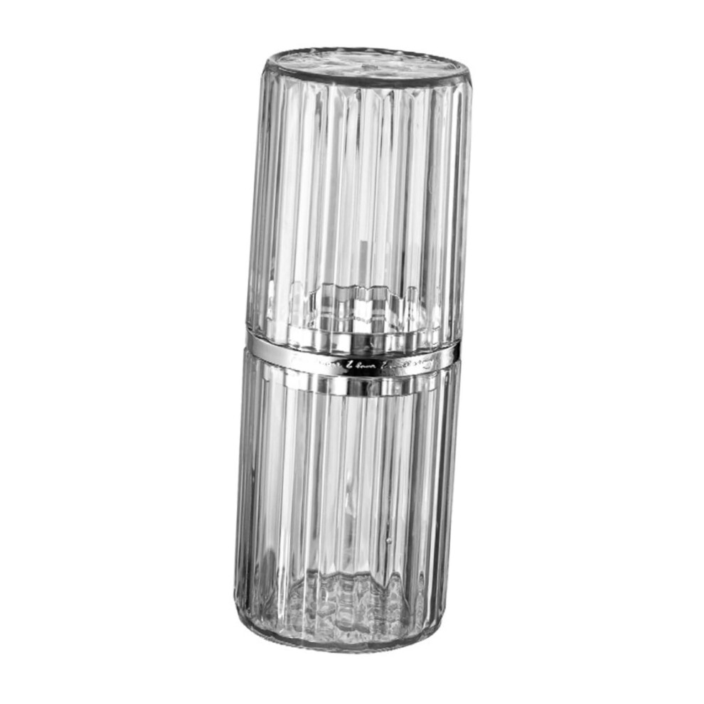 Portable Travel Toothbrush and Toothpaste Holder With Transparent Stripes Wash Cup, BPA-Free Plastic, For Camping