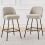 AINPECCA (BEIGE) 2PCS Bar Stools Velvet Spring Cushion Home 1
