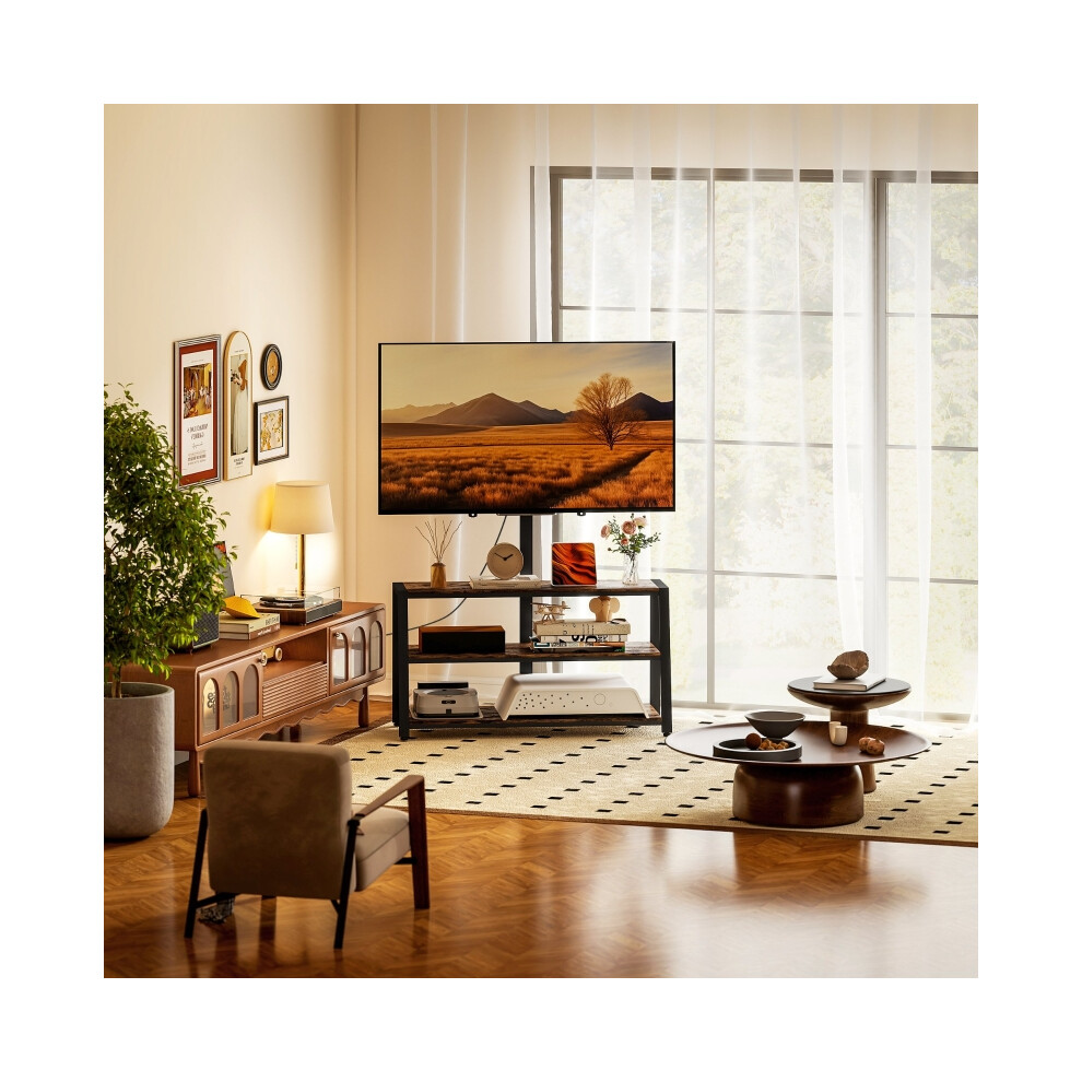 Dark Brown Industrial TV Stand with 35 Swivel Bracket Durable MDF Material HOMCOM Model for Modern Living Room-image-OPC-PMG8KZ6-NEW