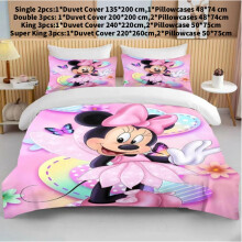 (Pink, Double(200x200cm)) Minnie Bedding Mouse Sets Soft Cover Bed Duvet Pillow Decoration Bedroom Case
