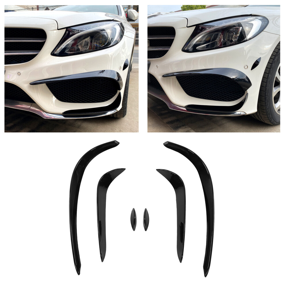 6Pcs Glossy Front Bumper Spoiler Set For CâClass W205 C43 Black 4941356058023