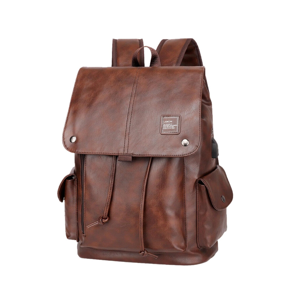 Laptop Backpack Pu Material, 15.6-Inch Laptop Compatible, Dark Sports And Outdoor Use Brown 9354506554002