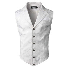 Suit Vest Men's V-Neck Tuxedo Vest, Paisley Pattern Gilet, Steampunk Style, Slim Fit Party Wedding Gothic Costume