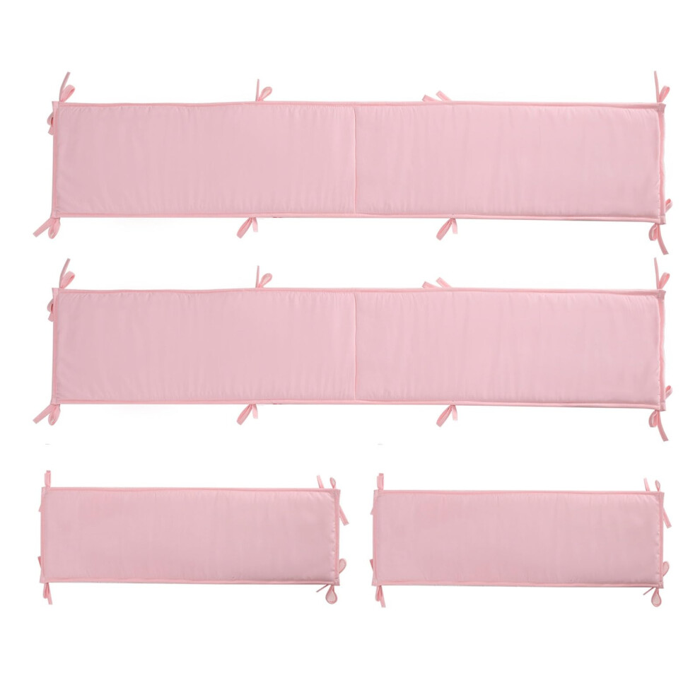 Bed Rail For Crib Breathable Bumper Pads Set Of 4 Included 130 Cm Fits Standard Mattress Washable Pink