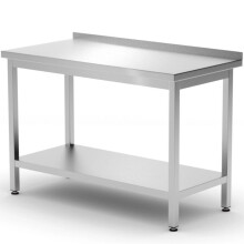 Table de travail murale avec étagère de bord Budget Line STEEL 1000 x 600 x 850 mm - Hendi 817278