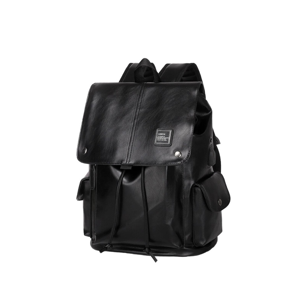 Pu Leather Laptop Backpack 15.6 Inch Laptop Compartment Multipurpose For Sports Outdoor Activities Black 9067246341527