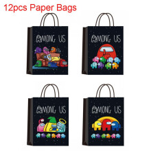 (12pcs-Paper Bags) Theme Us Among Birthday Party Supplies Decoration Kids Banner Plate Tablecloth