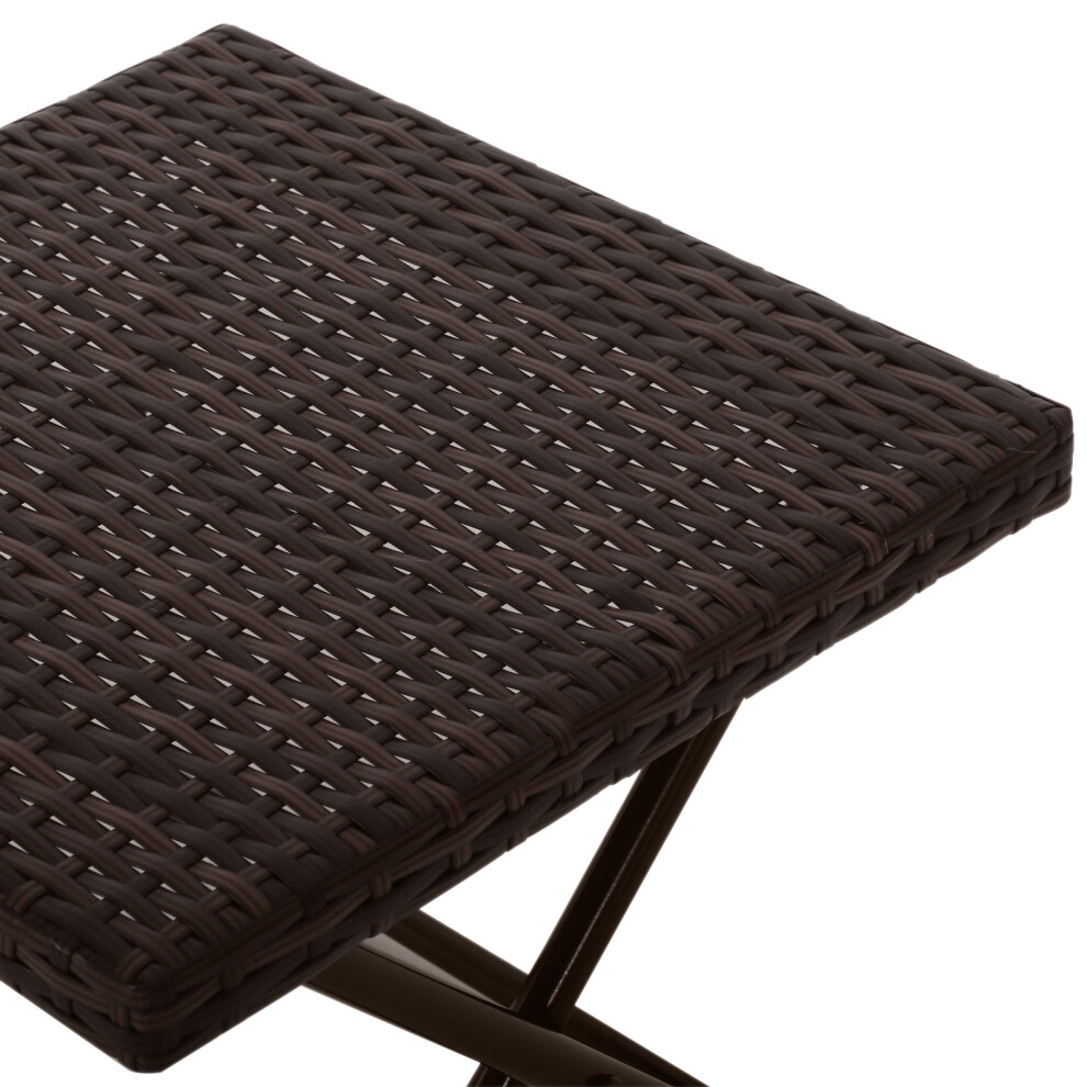 Foldable Rattan Coffee Table for Garden Balcony and Patio 40cm Square Brown Wicker Side Table-image-OPC-PMG8Z5V-NEW