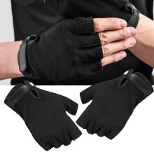 Black Half Finger Gloves Adjustable Breathable Sun Protection for Cycling & Fitness