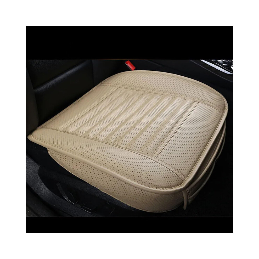Car Seat Cushions Universal Leather Car Seat Covers For Auto Interiors Front 1Pc Cushion Protector Mats Beige 9393856648146