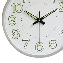 12 Inch Silver Luminous Round Wall Clock for Bedroom & Living Room