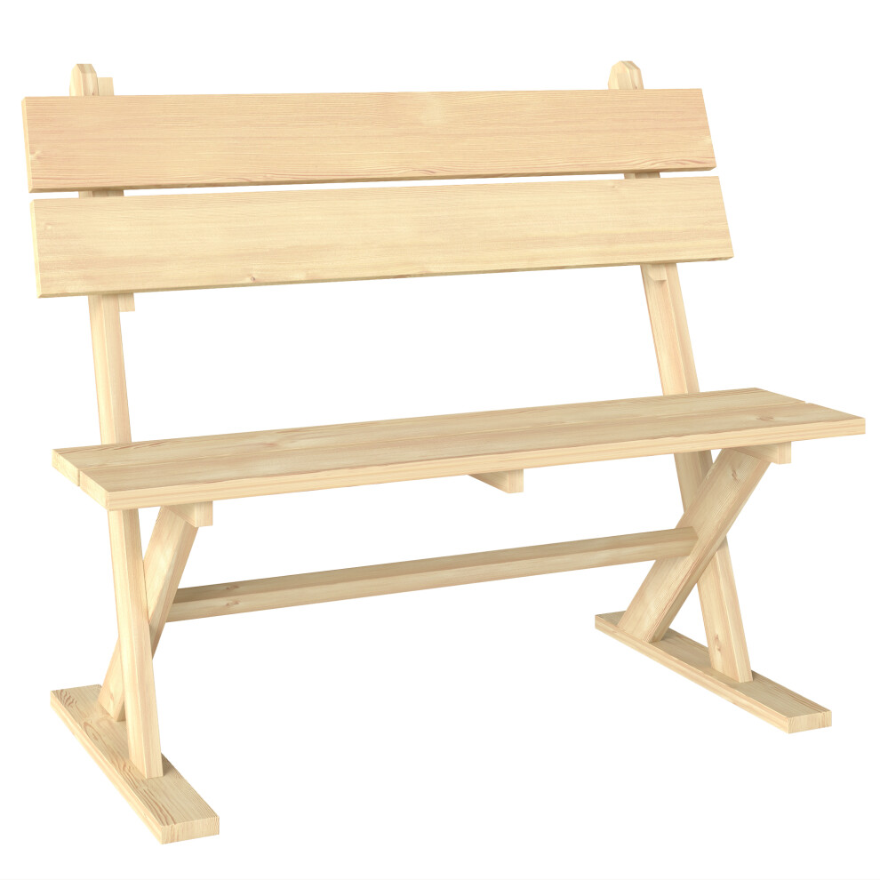 Outdoor Wooden Garden Bench 2 Seater Fir Wood with Slatted Seat Wide Feet and Sloping Back Perfect for Patio and Park-image-OPC-PMG9QWZ-NEW