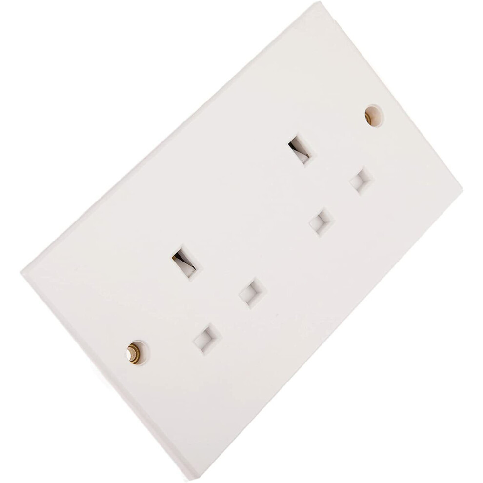 Mains Socket 2 Gang Flush No Switch 13Amp Face Plate White Power Outlet 5045383988557