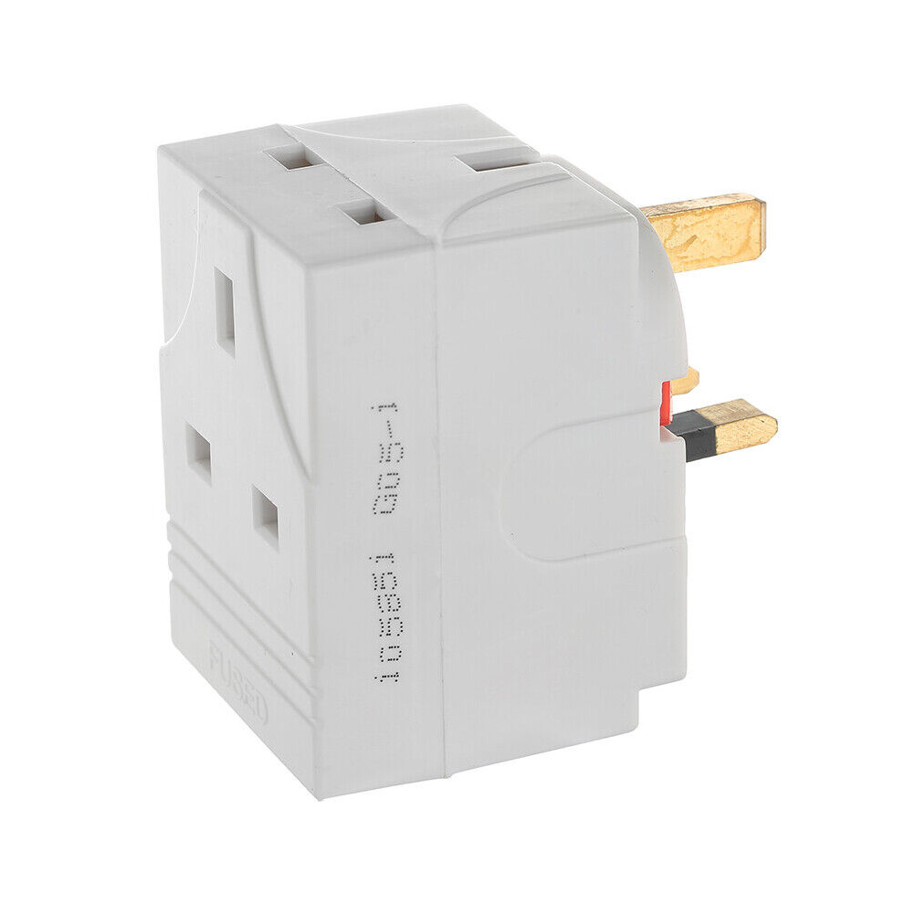 3 Way Adaptor Plug Mains Uk Standard 13 Amp Fused 3 Pin In White 5045383988694