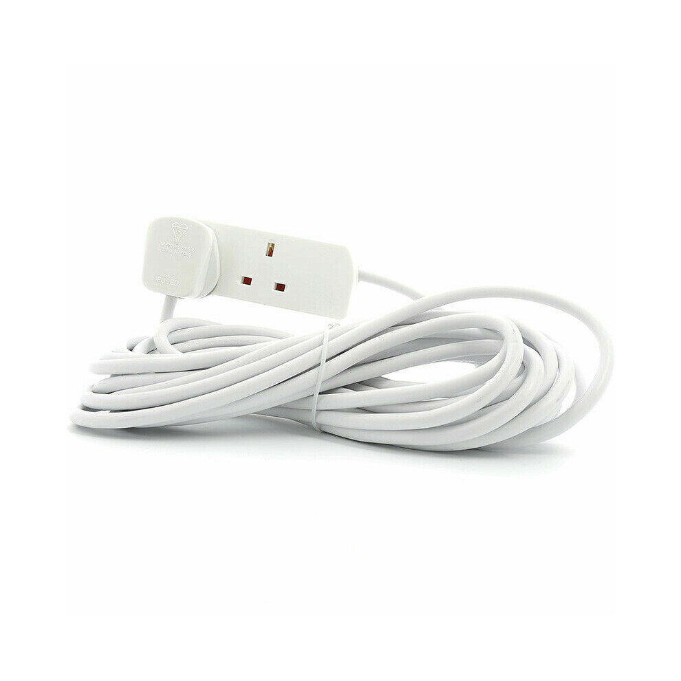 2 Gang 2 Metre 13 Amp Extension Lead In White Trailing Mains Sockets 5057726206808