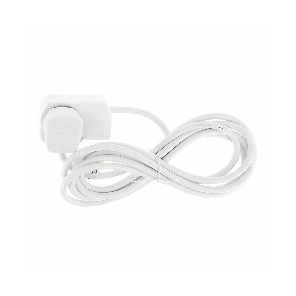 White 1 Gang 1 Metre 13 Amp Extension Lead Trailing Socket And 13A Uk Mains Plug 5057726069458