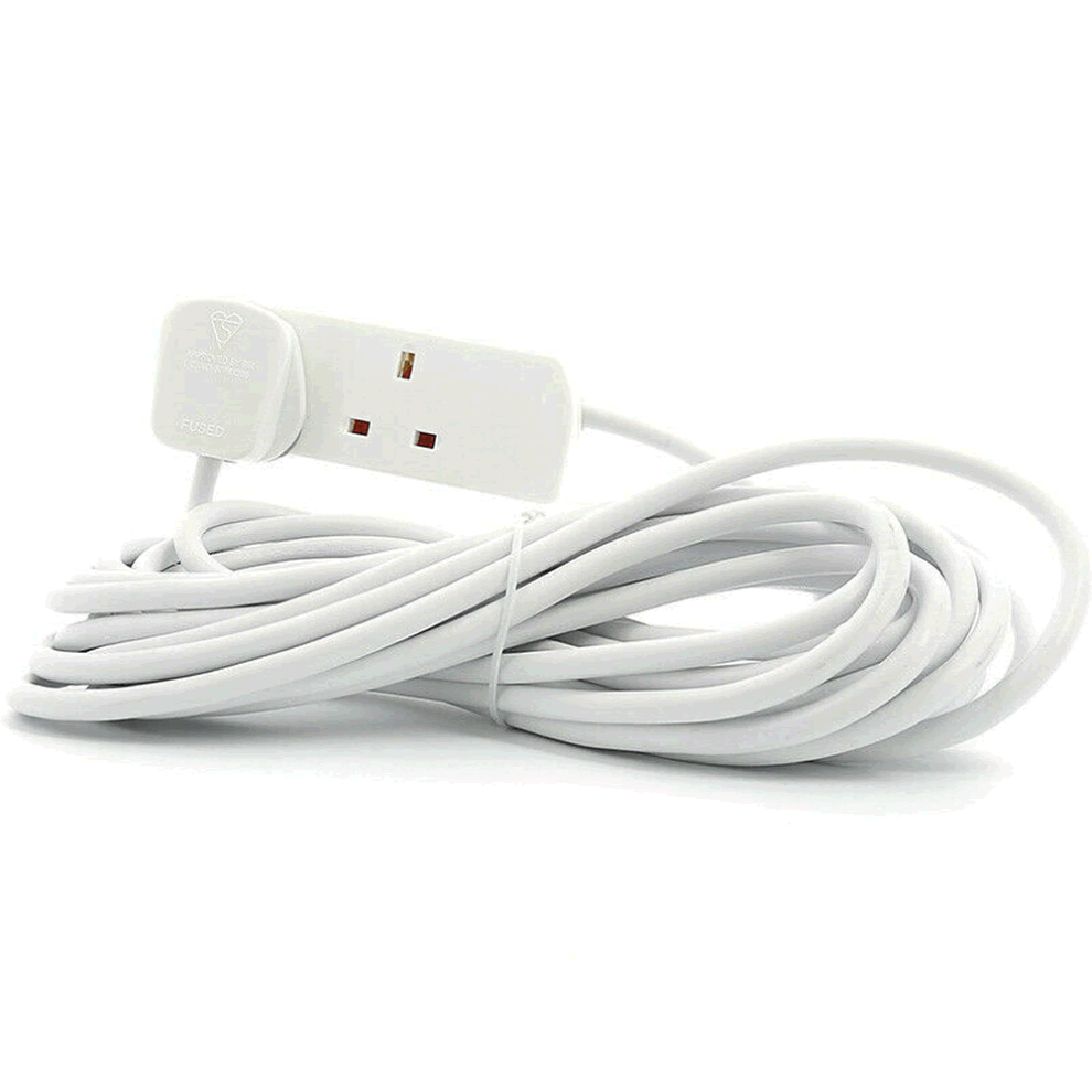 2 Gang 3 Metre 13 Amp Extension Lead In Trailing Socket And 13A Uk Mains Plug White 5012292760437