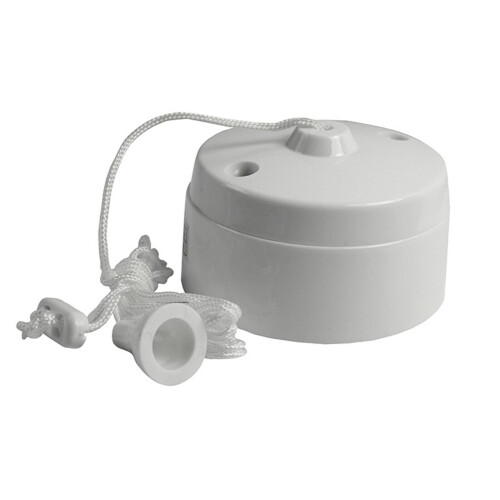 Ceiling Pull Switch 6Amp Light 2 Way Flush Switch In White Pull Cord