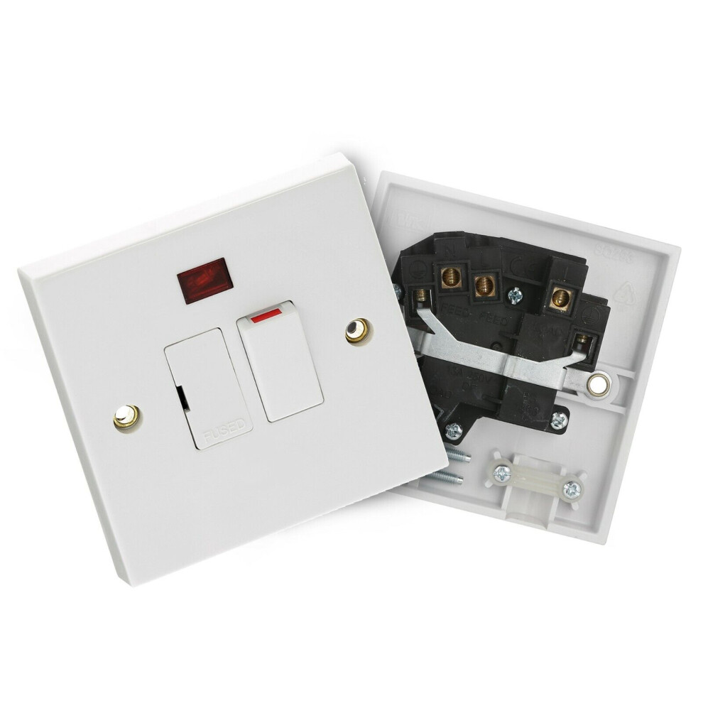 Neon Spur Fused 13 Amp Switched White With For Powerful Electrical Appliances 5031407040202