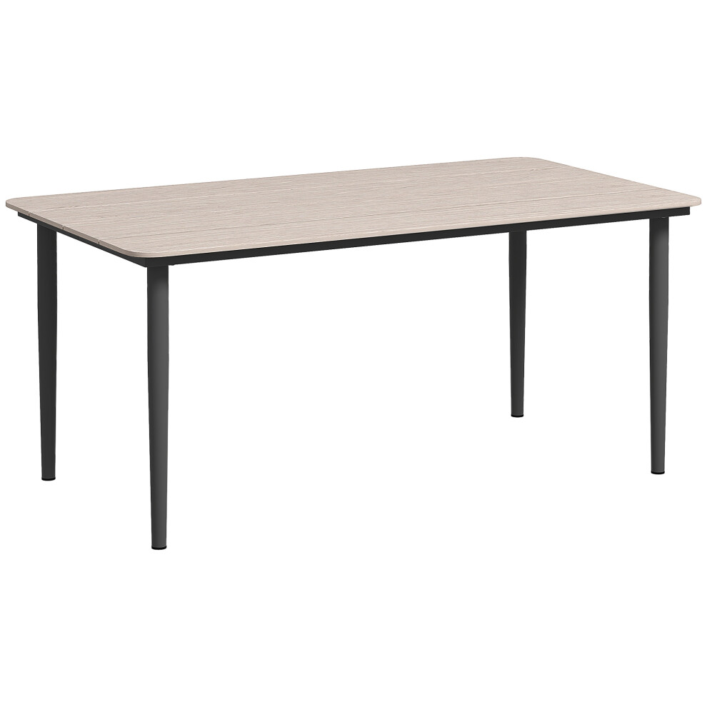 Garden Dining Table for 6 160x90cm Outdoor WPC Top & Rust-Resistant Metal Frame Light Grey Balcony Terrace Furniture-image-OPC-PMGB8YZ-NEW