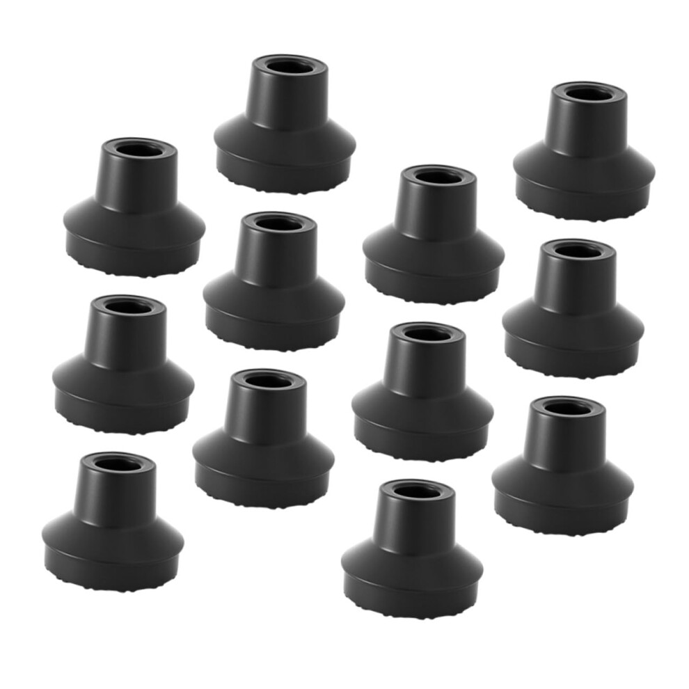 Black Cane Tips 12-Piece Rubber Foot Mat Walking Stick Tip Replacement Bottom Cover