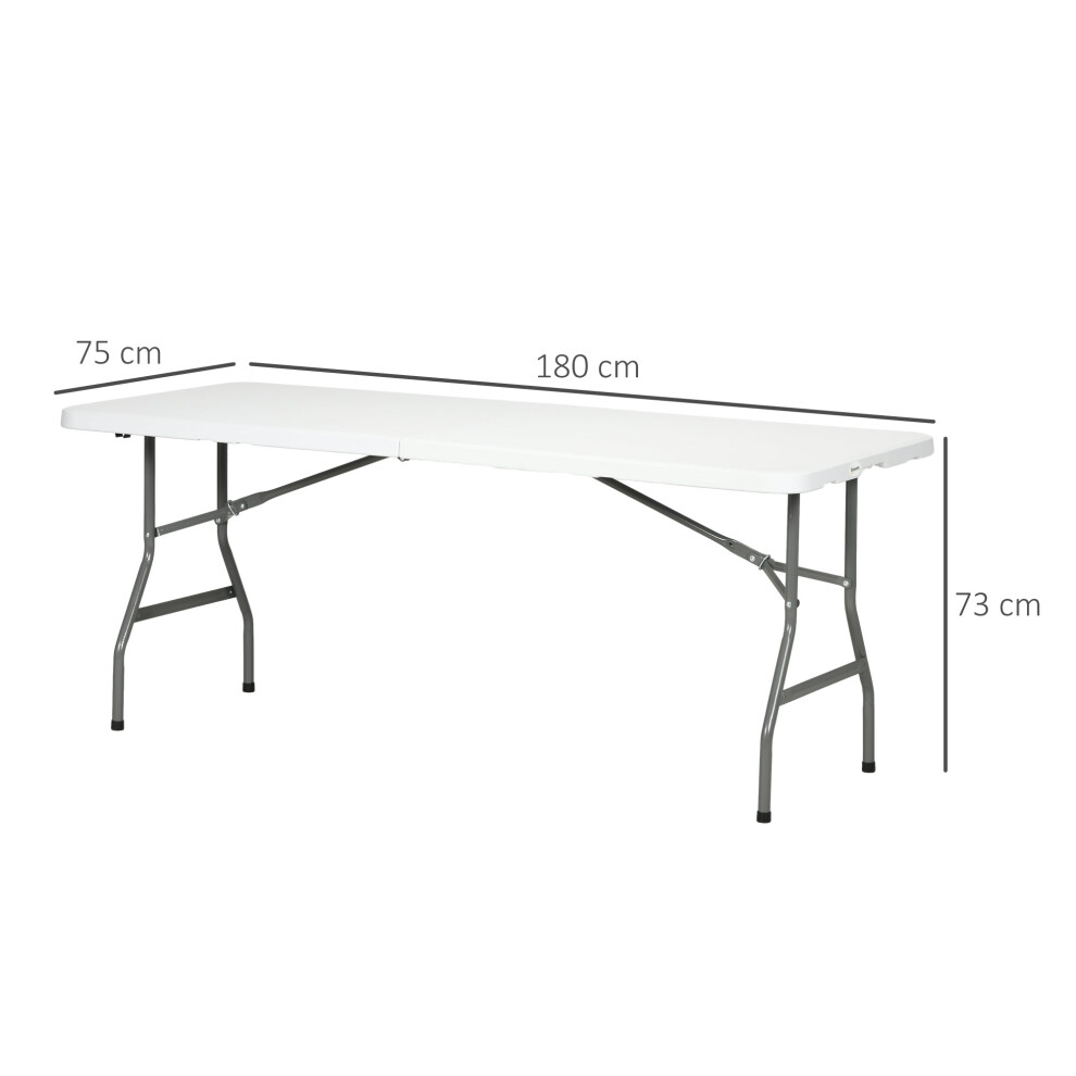 Rectangular Folding Garden Table 180x75cm White HDPE Outdoor Picnic Table with Metal Frame for 6 Patio & Garden-image-OPC-PMGBJGJ-NEW