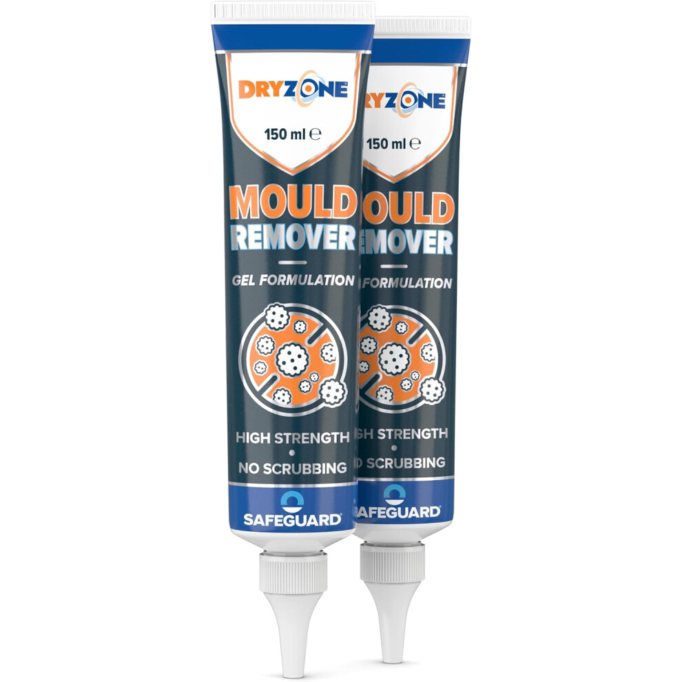 Dryzone Household Mould Remover Gel 2X150ml | Bathroom, Shower & Washing Machine Mould & Mildew Cleaner | Mould Killer Gel Black