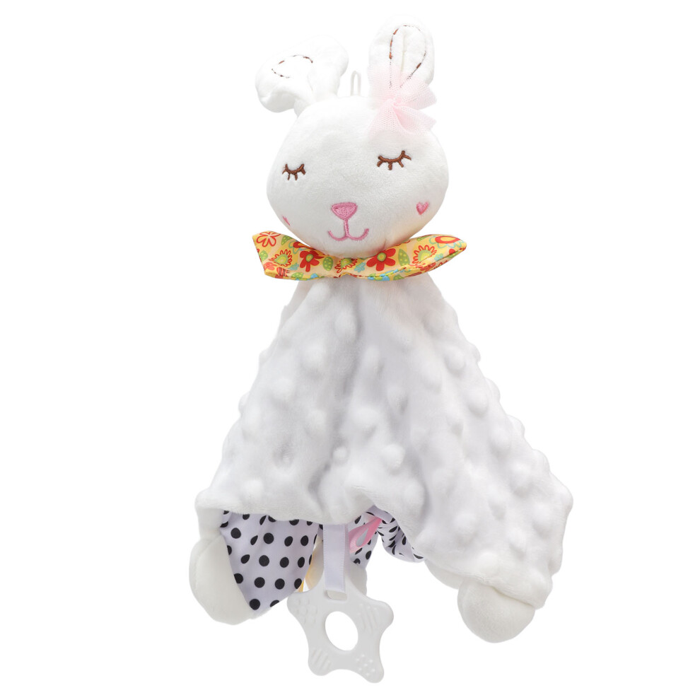Soft Plush Baby Snuggle Blanket With Bright Animal Doll Design - White