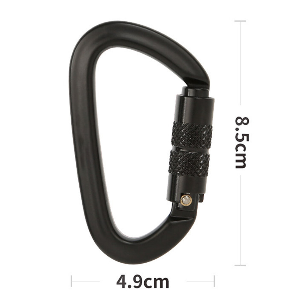 Aluminium Alloy D-Shaped Carabiner Clip Black Auto Lock For Hammock Keychain 6901356141499
