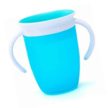 Baby Silikon-Trainingsbecher 240 ml, 360-Verschluss, Doppelgriffe, Blau