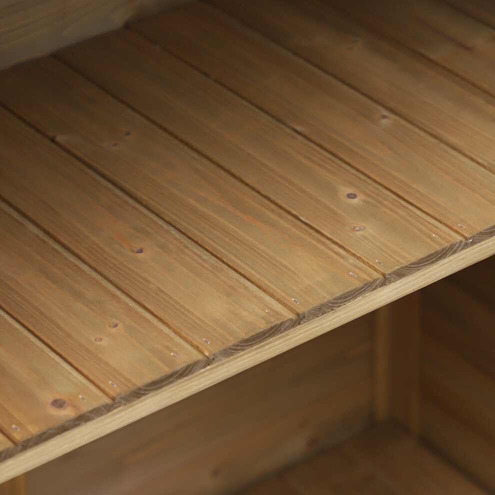 Natural Fir Wood Garden Shed 87L x 46.5W x 96.5Hcm with 2 Doors Solid Storage for Garden Tools & Equipment-image-OPC-PMGBQ5D-NEW