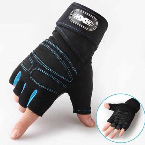 Herren Hell Blau M Gewichtheben Halbfingerhandschuhe, 18-21cm