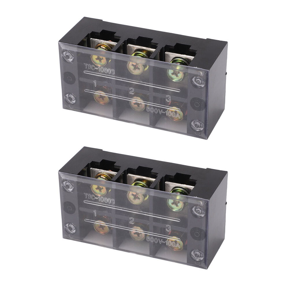 High Current Terminal Strip 100A 600V Ground Terminal Block 2 Pack 3 Positions 7601356160931