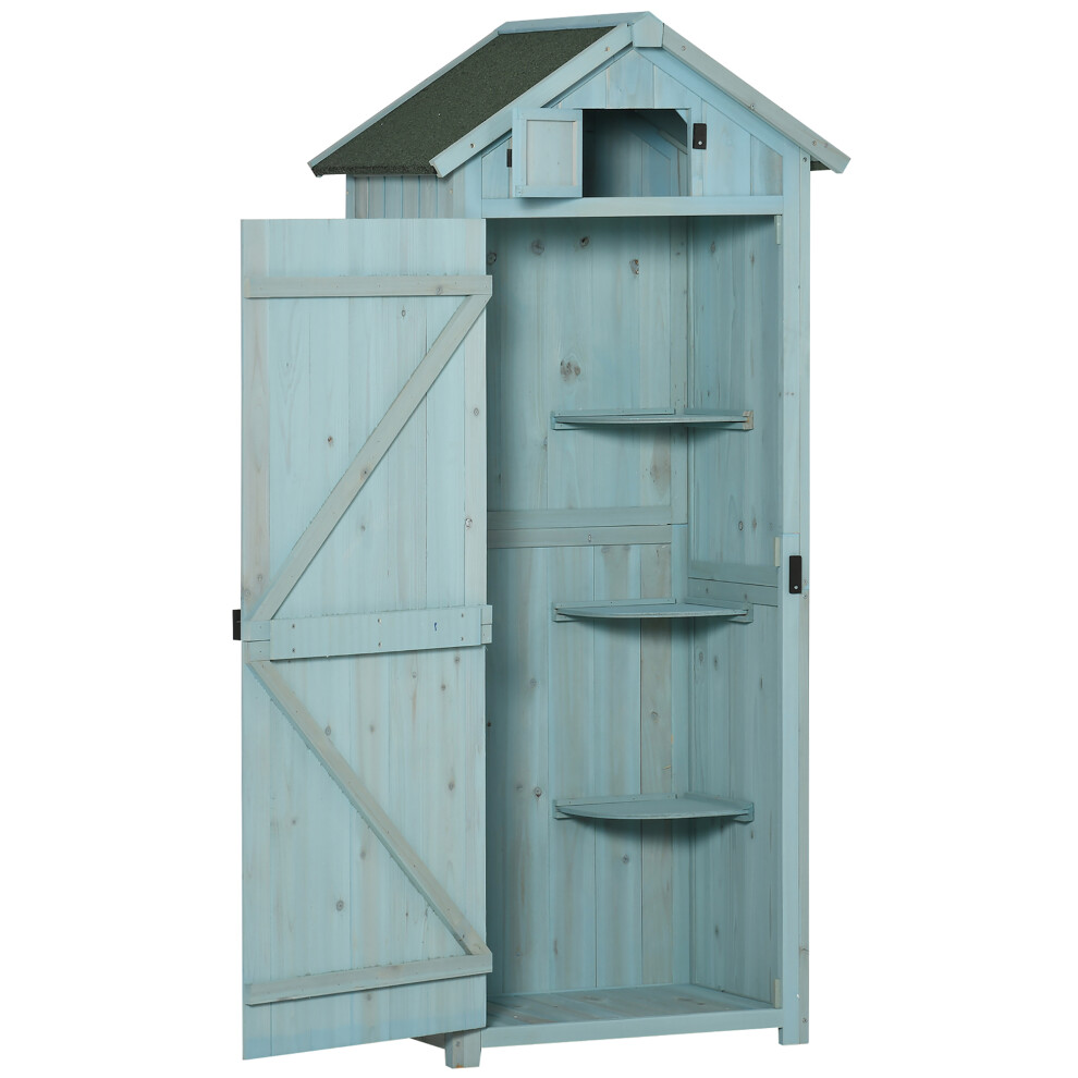 Vertical Garden Tool Shed with 3 Shelves Outdoor Wood Storage Cabinet 77x54.2x179cm Blue-image-OPC-PMGBZSC-NEW