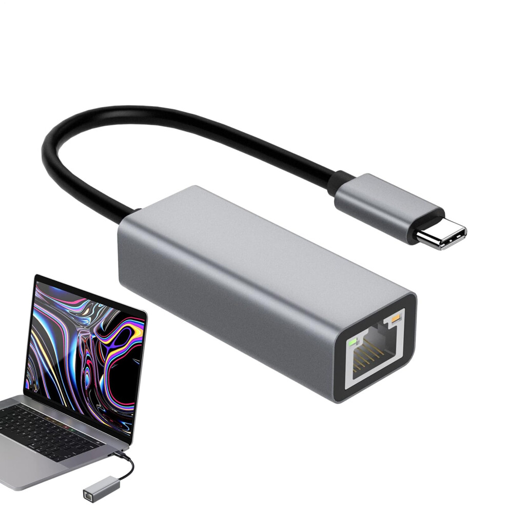 Usb C Ethernet Adapter - Led Indicator Slim Type-C Dongle, For Teleworking And Remote Professionals Light/Gray 9354506557096