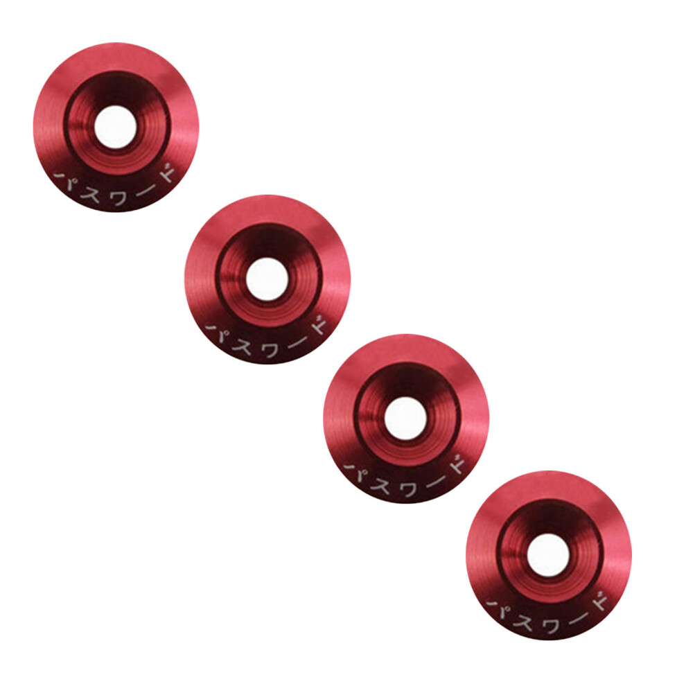 High Strength Aluminum Alloy Jdm Quick Release Fasteners Kit, 5Cm Rubber Ring Red 4341356178071