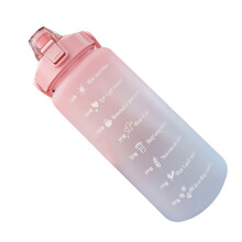 Auslaufsichere matte pinkfarbene Strohhalmflasche 2000ml mit Griff und Skala