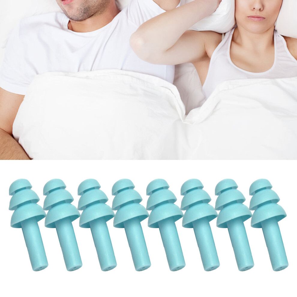 Blue Washable Noise Cancelling Earplugs, Silicone Sleep Protection, 4 Pairs